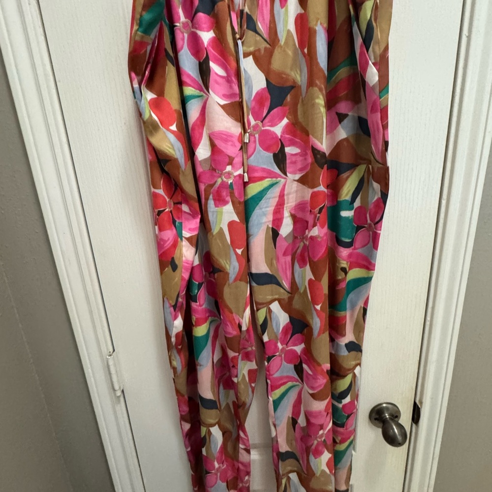 CHARLIE B Pink and Brown Floral Pants